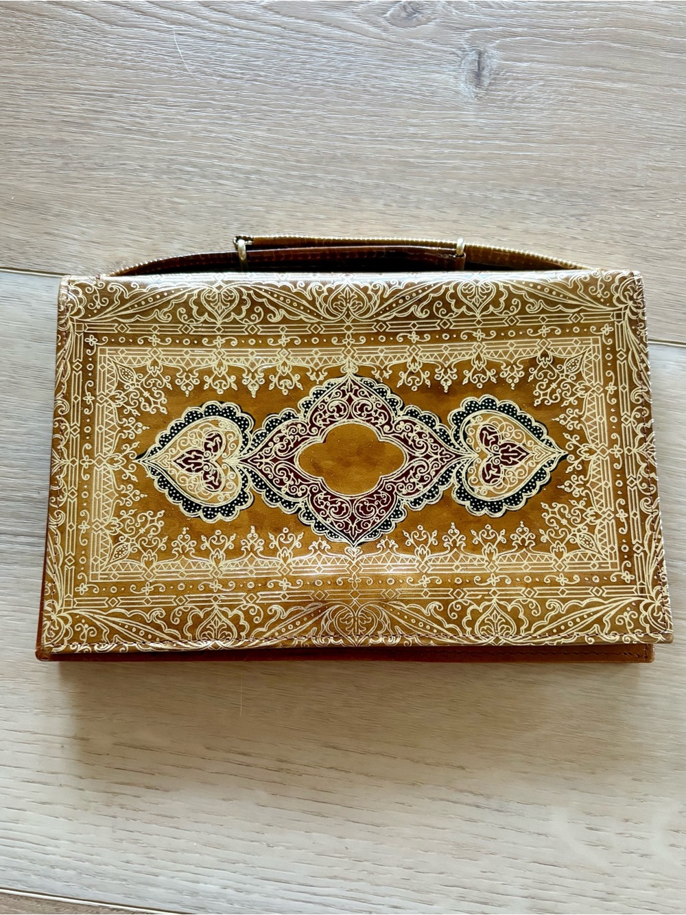 florentine gold-embossed leather clutch, vintage